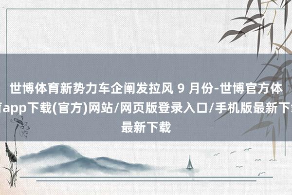 世博体育新势力车企阐发拉风 9 月份-世博官方体育app下载(官方)网站/网页版登录入口/手机版最新下载
