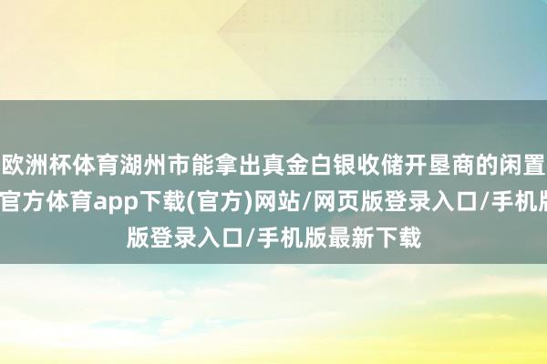 欧洲杯体育湖州市能拿出真金白银收储开垦商的闲置地盘-世博官方体育app下载(官方)网站/网页版登录入口/手机版最新下载