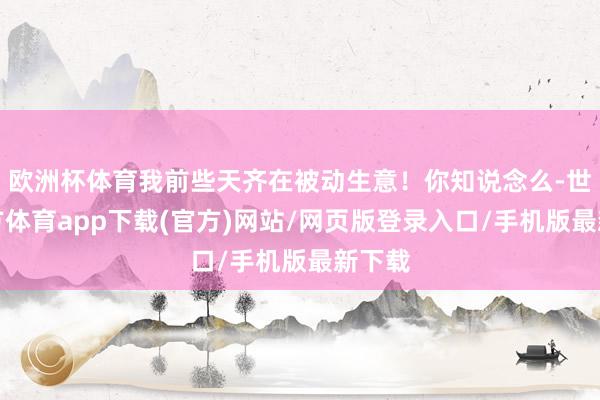 欧洲杯体育我前些天齐在被动生意！你知说念么-世博官方体育app下载(官方)网站/网页版登录入口/手机版最新下载